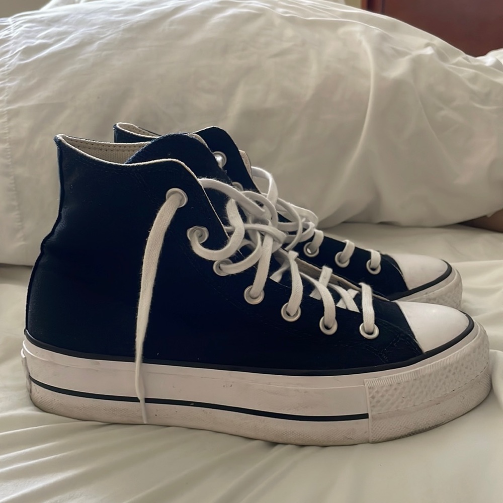 Black converse platform size 8 women